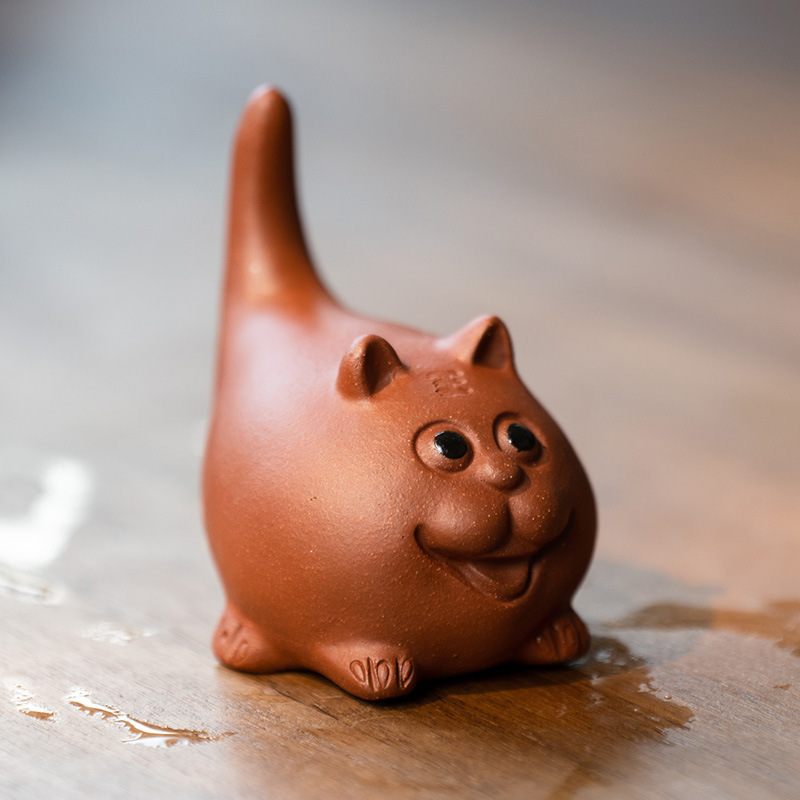 Đồ trang trí hổ vật nuôi trà cát tím làm bằng tay hoạt hình Mèo hoàng đạo Trà chơi côn trùng điêu khắc gốm sứ phụ kiện bán buôn