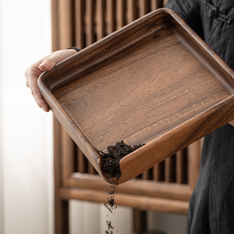 Khay tách trà Gỗ Óc Chó, bánh trà to và nhỏ, Khay trà đánh thức, Khay trà đánh giá cao khay trà, Khay trà gỗ nguyên khối gia dụng, phụ kiện Bộ trà