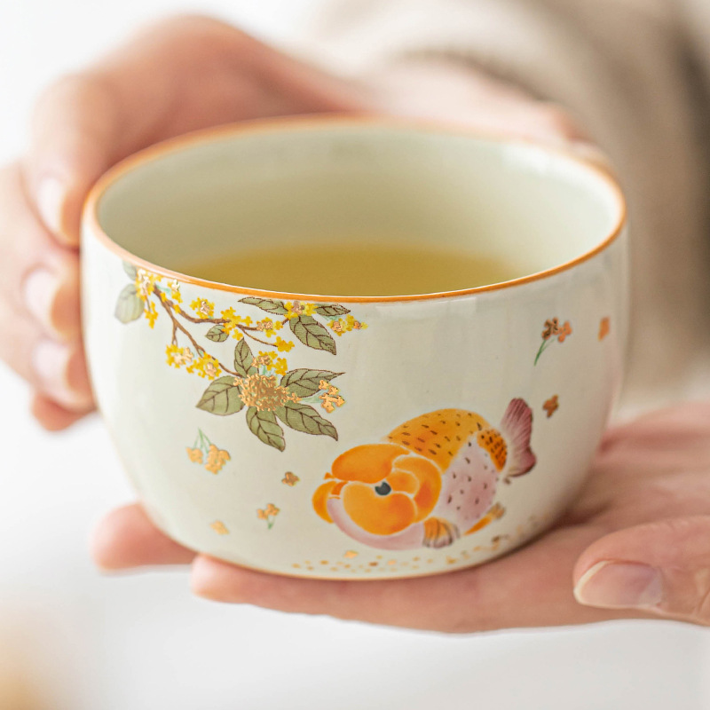 Cốc trà cá vàng osmanthus cốc chủ nhân gốm sứ gia dụng cốc chuyên dụng uống trà cỡ lớn bộ trà kungfu cốc trà đơn