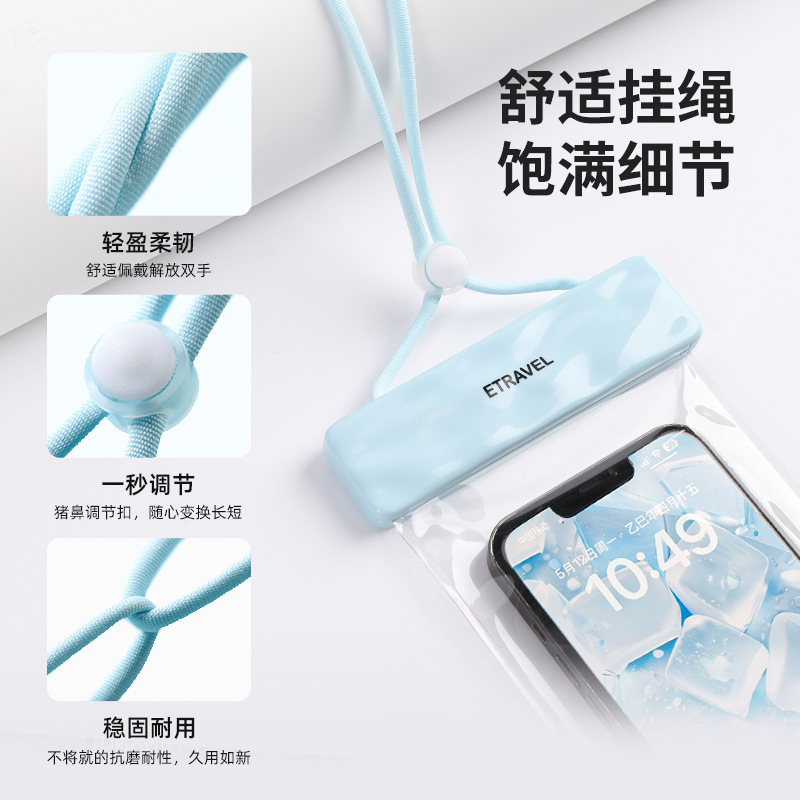 Túi chống nước điện thoại di động có thể chụp ảnh màn hình cảm ứng, thiết bị lặn trong suốt chuyên dụng cho bơi lội, lặn với ống thở công viên nước ven biển