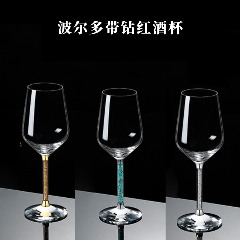 Nhà sản xuất bán buôn cốc thủy tinh pha lê Bordeaux đơn ly rượu vang đỏ có kim cương ly rượu gia dụng cốc pha lê