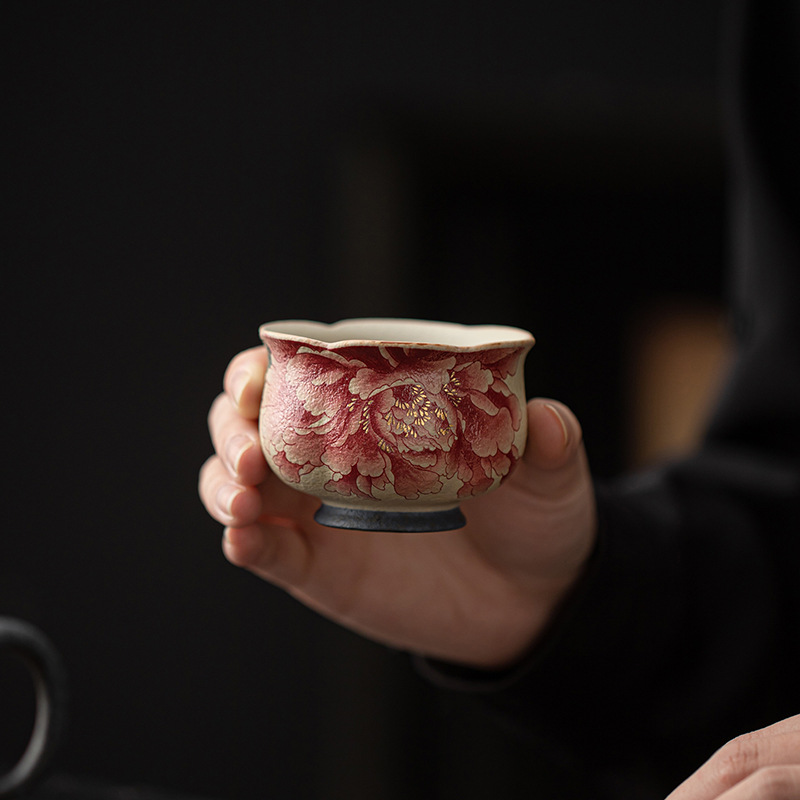 Bộ ấm chén trà đen đá lửa xanh trắng dùng trong nhà, kiểu cổ điển một ấm ba chén Kung Fu, quà lưu niệm tặng người lớn tuổi và khách hàng