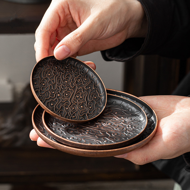 Tấm lót cốc đám mây tốt lành bằng hợp kim Nhật Bản, tấm lót cốc, tấm lót cốc, tấm cách nhiệt retro, bộ trà Kung Fu, bán buôn