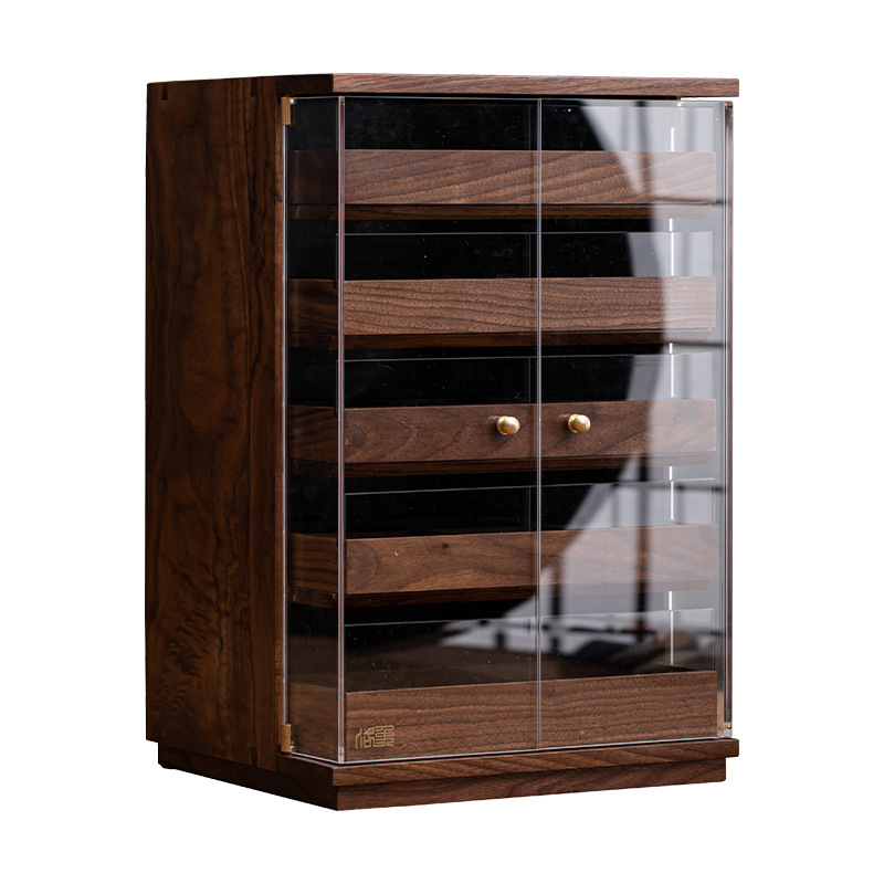 Tủ trà gỗ nguyên khối kiểu Trung Quốc mới, tủ bên, tủ đựng trà, Tủ Đựng Đồ Gỗ Óc Chó Đen, tủ đựng đồ, tủ hiên Gỗ Du già