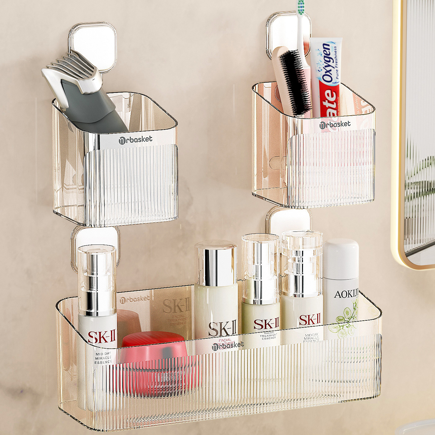 Giá để đồ nhà vệ sinh không cần đục lỗ treo tường nhà vệ sinh nhà vệ sinh nhà vệ sinh Tường Hộp đựng mỹ phẩm