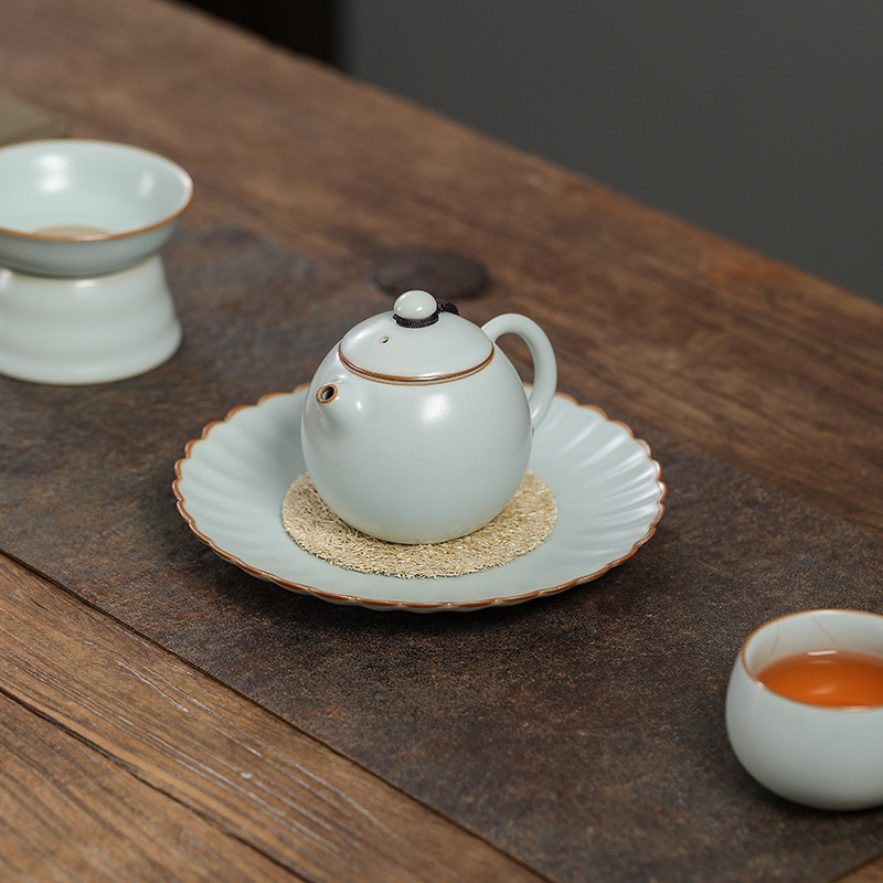 Ấm trà Ru Kiln Ấm trà Xi Shi Ấm trà làm bằng tay của bậc thầy Ấm trà đơn cao cấp gốm sứ cổ điển Bộ trà có thể mở bằng sứ Ru