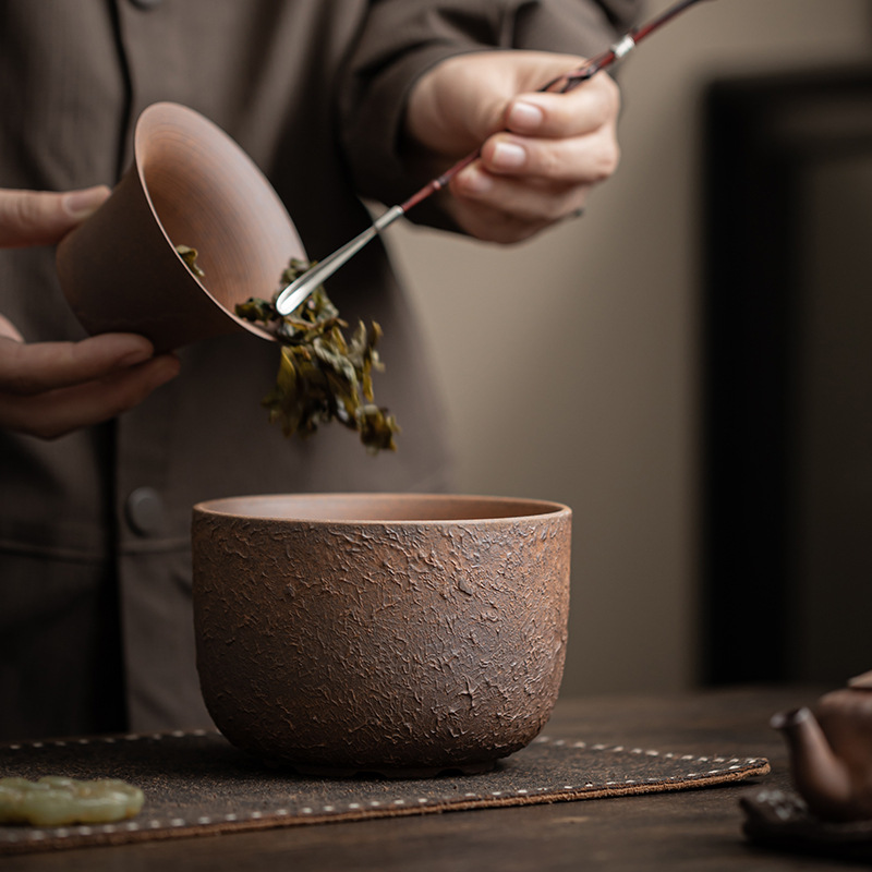 Phụ kiện bộ trà Kung Fu cổ điển rửa chén bằng đá bùn đá cũ bể đựng bã trà dung tích lớn