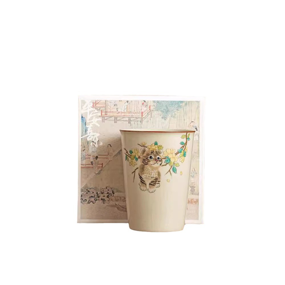 Cốc Cốc Cốc Cốc Cốc Cốc pha trà gốm sứ cỡ lớn gia dụng Ruyao cốc đơn Bộ trà Kung Fu hộp quà