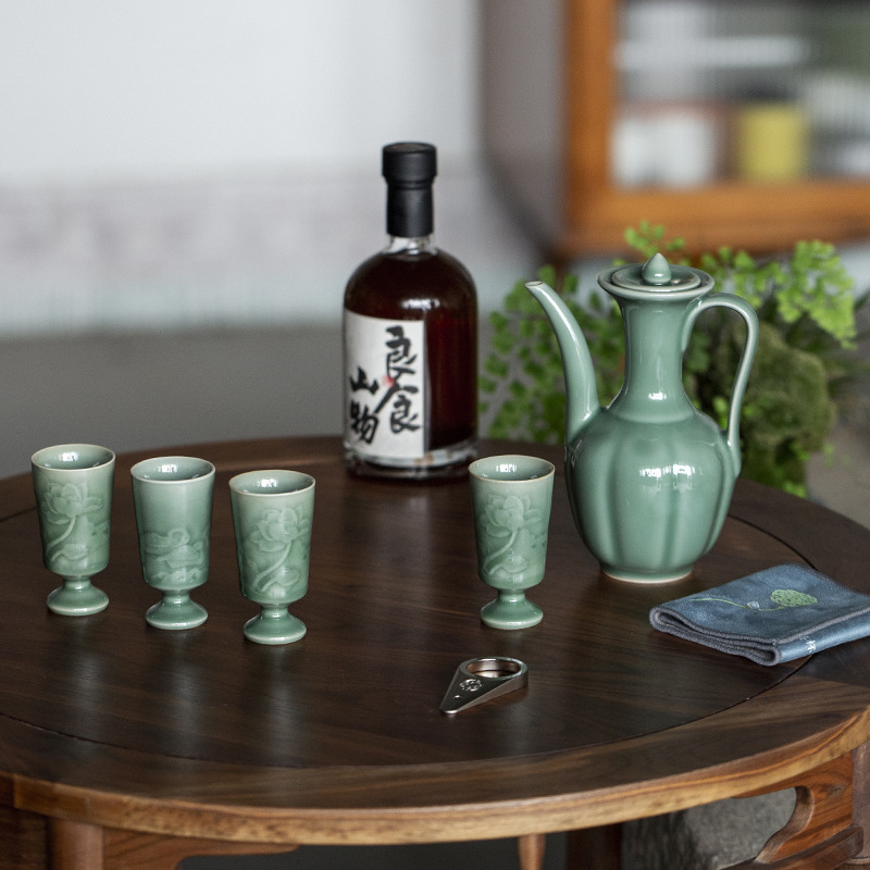 Bình rượu gia dụng giả Song Ge Kiln Bộ gốm sứ Bình rượu nóng cổ điển hoài cổ
