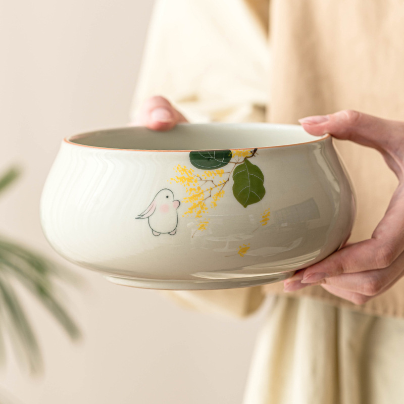 Tinh khiết vẽ tay mặt trăng thỏ Jianshui trà rửa lớn Trung Quốc gốm sứ Kung Fu Phụ Kiện Bộ trà bát nước Biển Trà một thùng bã trà