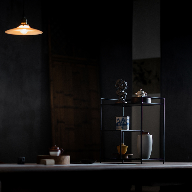 Giá để đồ Bộ ấm trà kiểu Trung Quốc mới của Da'antang, giá trưng bày, Giá sắt, tủ đựng ấm trà, giá bố trí phòng trà Thiền