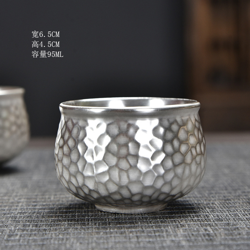 Bộ trà Kung Fu mạ bạc hình búa thủ công Một ấm hai cốc quà tặng văn phòng cao cấp Bộ trà Kung Fu