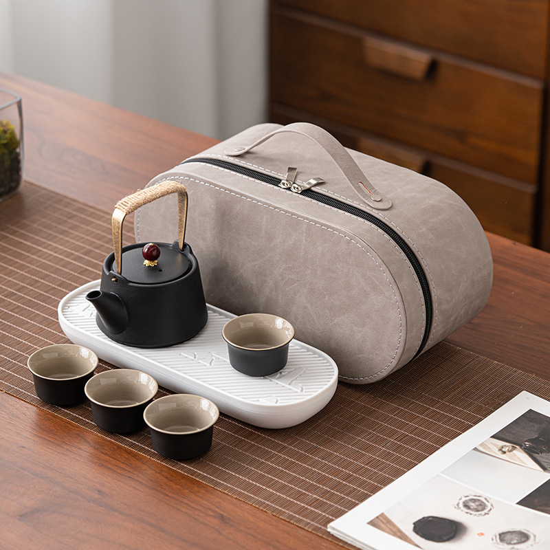 Bộ ấm trà du lịch Nhật Bản, cốc khách nhanh xách tay ngoài trời, một ấm bốn cốc, dụng cụ pha trà gốm sứ, bán buôn quà tặng