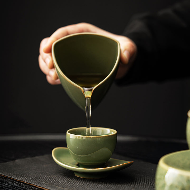 Tách trà Bộ trà Kung Fu gốm sứ màu xanh tre cổ điển Cốc trà gia dụng Cốc trà Chủ sở hữu Cốc đơn Cốc cá nhân Bán buôn