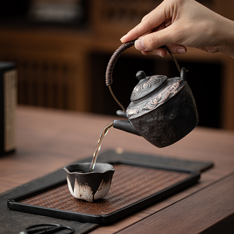 Ấm tay cầm chùm sen cổ Wabayanwu ấm đơn dụng cụ trà Kung Fu gốm sứ gia dụng ấm pha trà có lọc cổ điển kiểu Trung Quốc