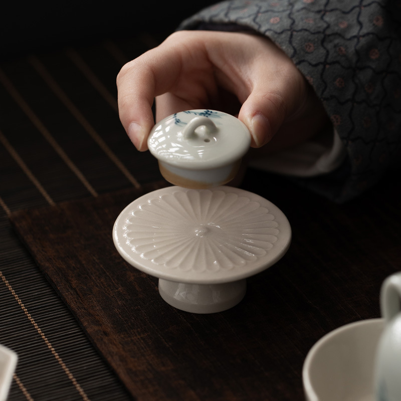 Khung nắp nắp nắp nắp nắp nắp bát sứ cổ điển gốm sứ gia dụng kiểu Trung Quốc đơn giản mẫu mới phụ kiện trà đạo