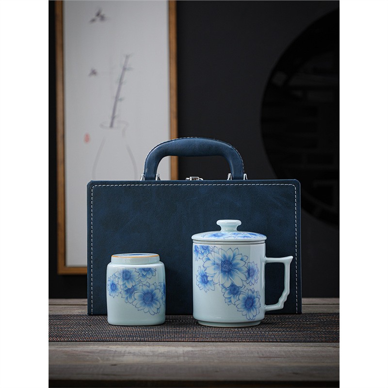 Cốc pha trà văn phòng cá nhân dành cho nam, cốc lọc trà bằng gốm sứ đặc biệt dành cho trà, quà lưu niệm di động