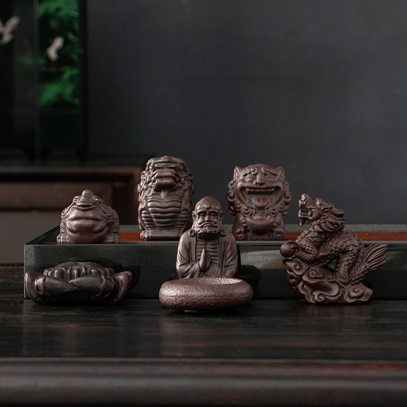 Đồ trang trí vật nuôi trà cóc vàng tử sa, đồ trang trí bàn trà có thể giữ trà cao cấp, đồ trang trí bàn trà, đồ trang trí bàn trà, bộ trà cóc may mắn cao cấp