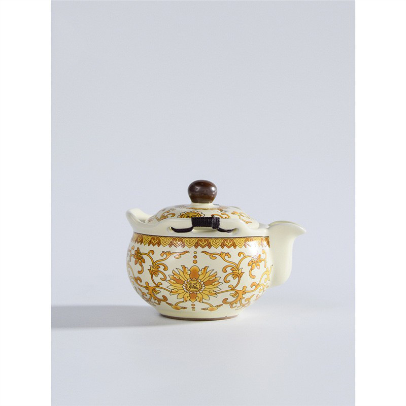 Bộ ấm trà du lịch lò Ru màu be, một ấm hai cốc, cốc khách nhanh di động ngoài trời, bát pha trà chống bỏng