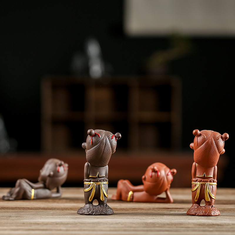 Đồ trang trí thú cưng trà cát tím cao cấp có thể nâng cao bàn trà Nezha chơi trà mini handmade khay trà trang trí trà đạo phụ kiện bộ trà