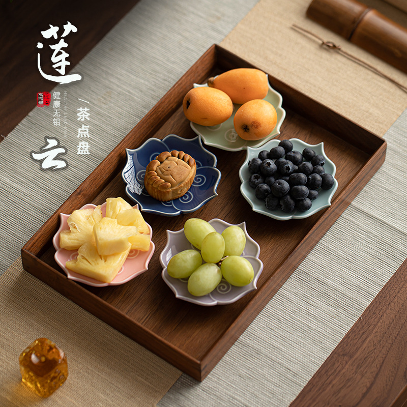 Đĩa giải khát Lianyun Đĩa trái cây nhỏ bằng gốm sứ gia dụng Bàn cà phê phòng khách Đĩa bánh ngọt Đĩa trái cây khô Đĩa đồ ăn nhẹ tráng miệng