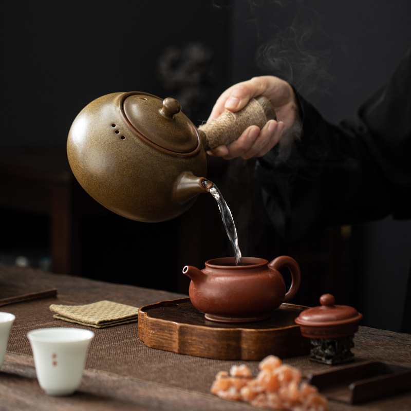 Bếp than, bếp than, bếp không khí, bếp nhỏ, chịu nhiệt độ cao, có thể làm khô các tay cầm bên, bộ dụng cụ pha trà và pha trà Kung Fu