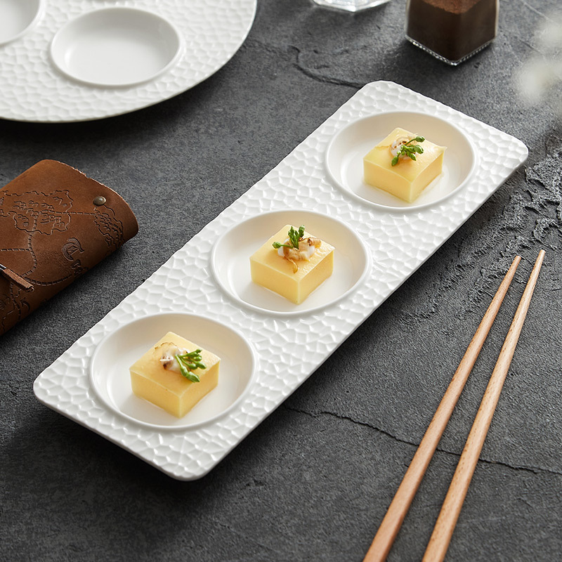 Đĩa dim sum gốm sứ Dehua Đặc trưng sáng tạo Nhà hàng khách sạn Món khai vị Đĩa rau lạnh Món ăn phụ Món ăn phân tử Bộ đồ ăn