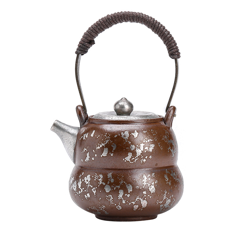 Ấm trà cầm xà mạ bạc cổ dụng cụ trà Kung Fu Trung Quốc gia dụng ấm trà cầm chuẩn ấm đơn gốm sứ cổ điển một người