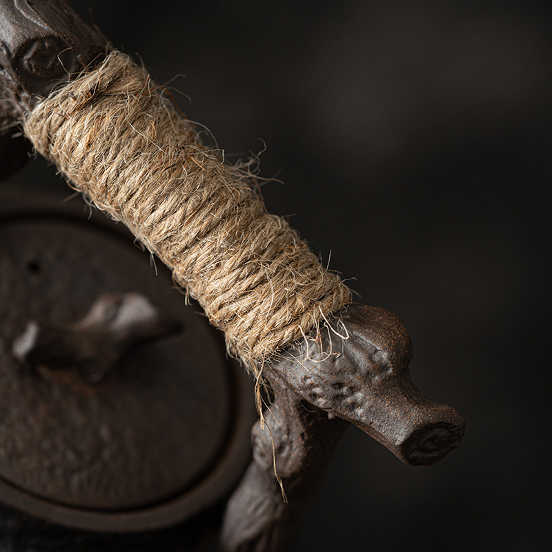 Ấm trà gốm thô tráng men sắt mạ vàng kiểu Nhật ấm trà đơn nhỏ ấm pha trà gia dụng