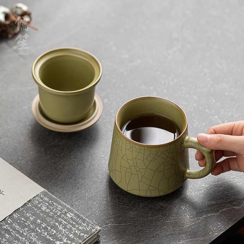 Cốc văn phòng cốc pha trà lọc gốm cốc mug tách trà nước tách trà có nắp cốc uống trà cá nhân chuyên dụng