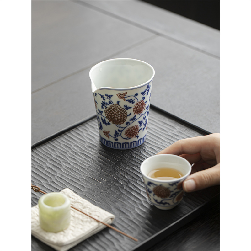 Cốc công bằng gốm cổ điển, trà sứ đỏ tráng men xanh trắng, dụng cụ pha trà, phụ kiện bộ trà Kung Fu, cốc đồng nhất không bị nóng