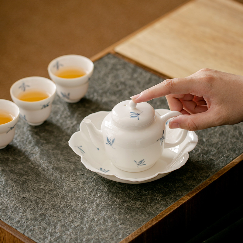 Hoa lan vẽ tay gốm sứ giải khát khay trái cây khay đựng ấm trà gia dụng khay đựng bát nắp khay đựng trà Kung Fu bán buôn