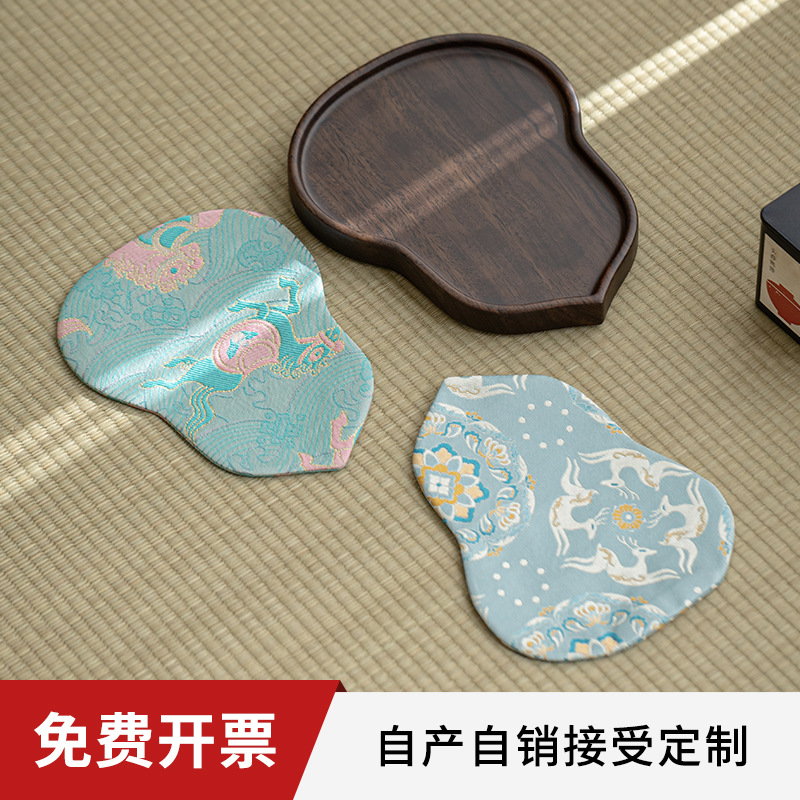 Đĩa bầu gỗ mun kiểu Trung Quốc mới, đĩa pha khô, tấm ấm trà đạo, tấm lót bàn pha khô, khay trà, khay trà, giá đỡ ấm nhỏ