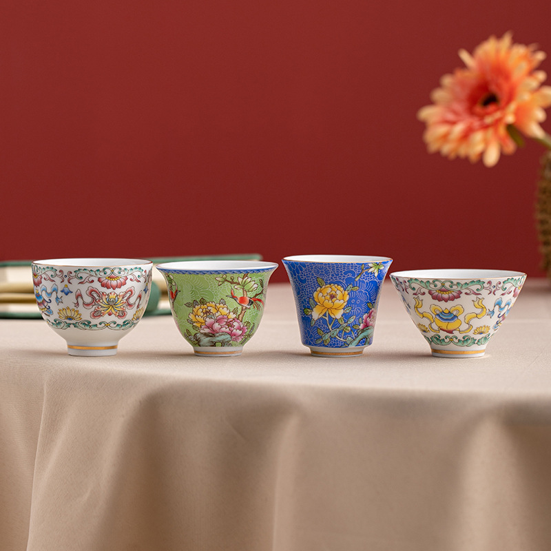 Cốc trà màu men bộ gốm sứ cốc chủ nhân cốc đơn cá nhân gia dụng cốc trà cao cấp cổ điển