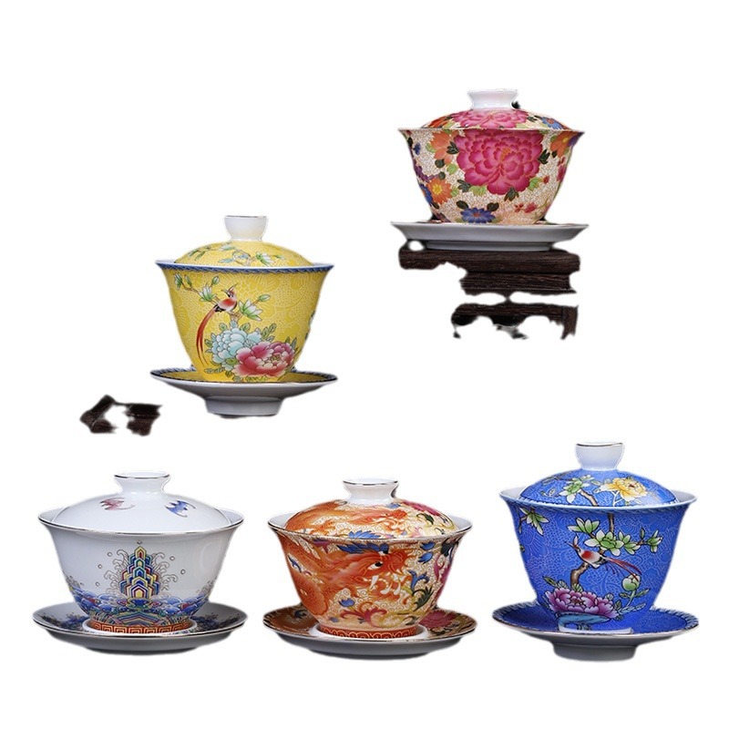 Bộ tách trà Kung Fu gốm sứ tráng men Jingdezhen, cốc chủ nhân cao cấp, cốc trà có nắp, cốc trà nhỏ