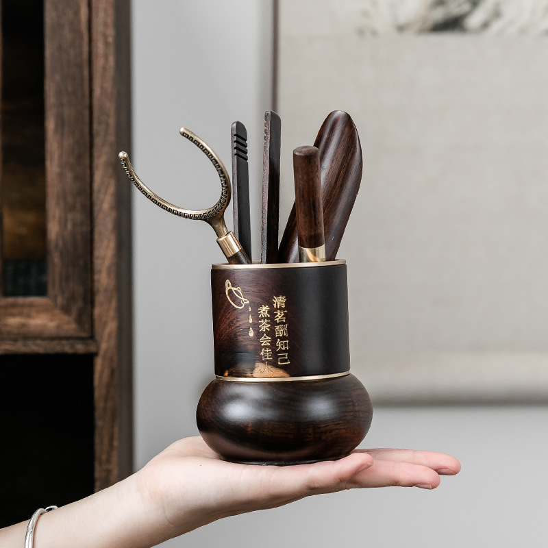 Nhà sản xuất Gỗ đàn hương đen rắn trà đạo sáu quý ông phù hợp với phụ kiện bộ trà Kung Fu 6 quý ông Daquan pha trà kẹp thìa dao