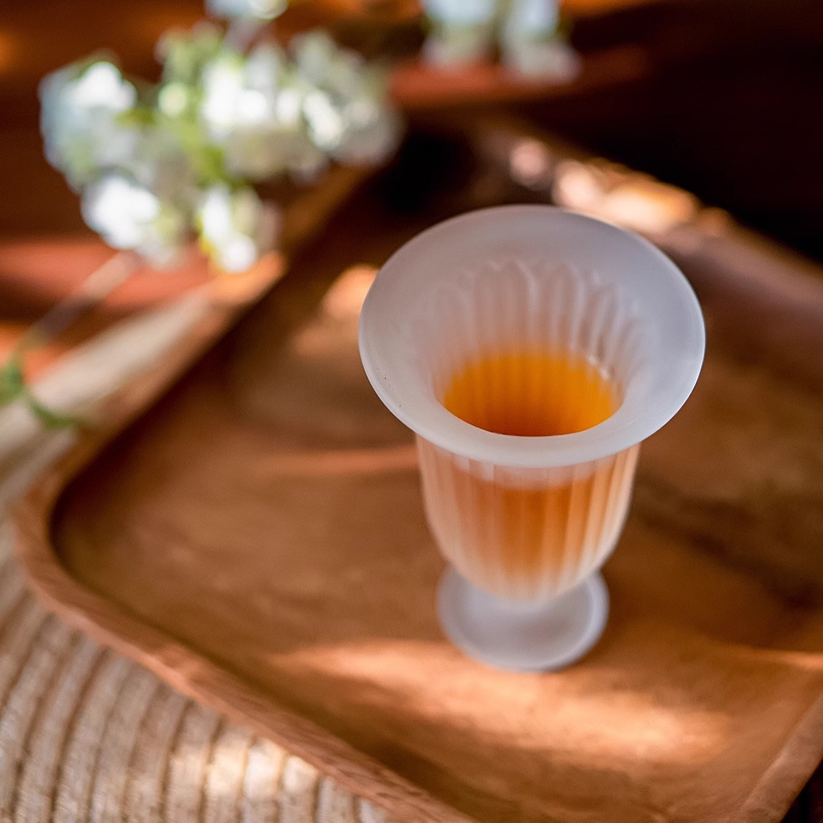 Cốc cao chân mờ thủy tinh giả Tống, cốc hoa Baoxiang, cốc nếm Rượu mận cao chân cao sang trọng nhẹ kiểu Trung Quốc, cốc trà