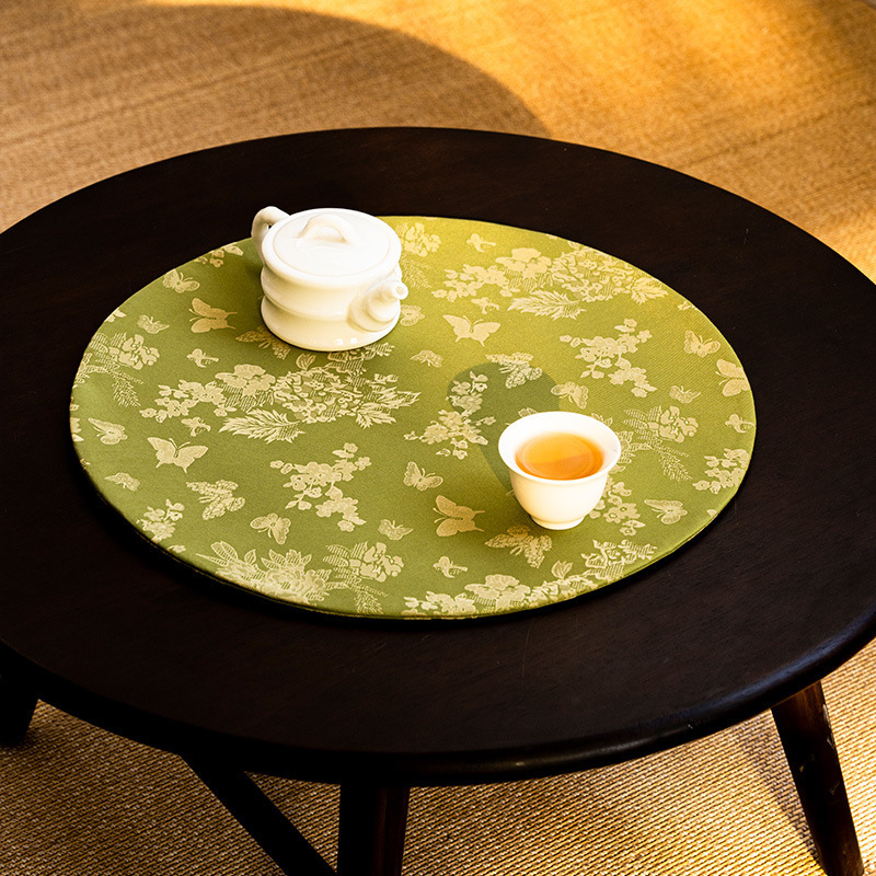 Thảm trà kiểu Trung Quốc cao cấp bằng gấm rèn satin mềm mại thiền đệm bàn nghệ thuật vải phong cách retro đệm trà hai mặt phụ kiện trà đạo