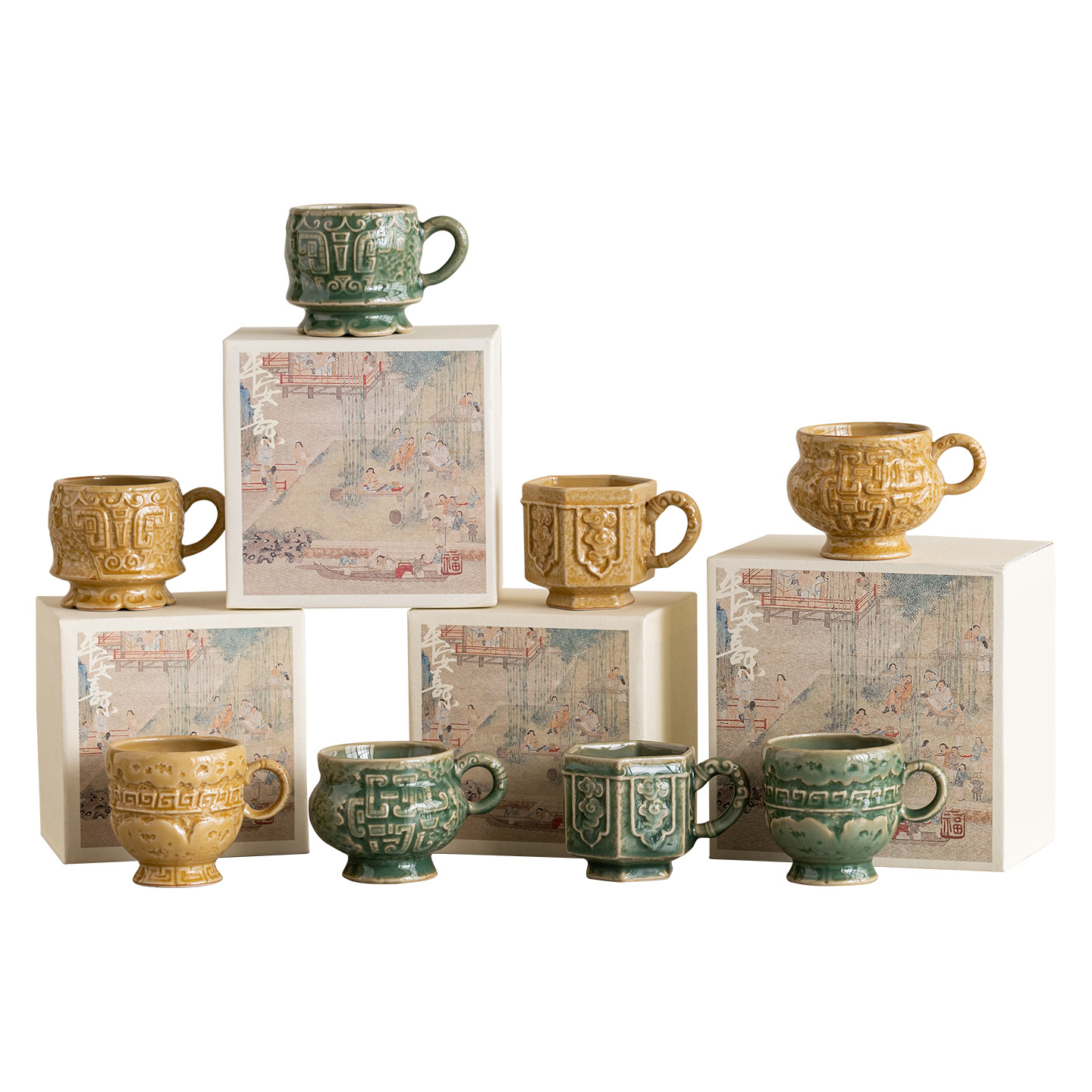 Bộ ấm chén trà Kung Fu men ngọc Yue Kiln cao cấp, chén trà nhỏ cá nhân, chén trà đơn, chén nếm.