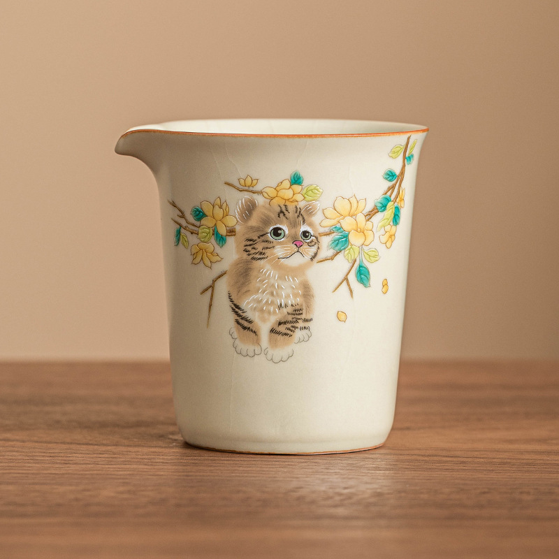 Vẽ tay mèo dễ thương cốc công bằng Gốm sứ thủ công cốc tách trà đơn tách trà biển Phụ Kiện Bộ trà gia dụng