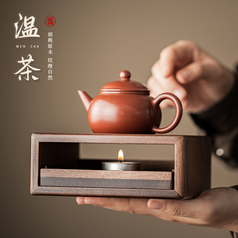 Đồ giữ ấm trà bằng gỗ óc chó kiểu Trung Quốc, bàn trà gia đình, đế sưởi nến, bếp trà, phụ kiện bộ ấm trà