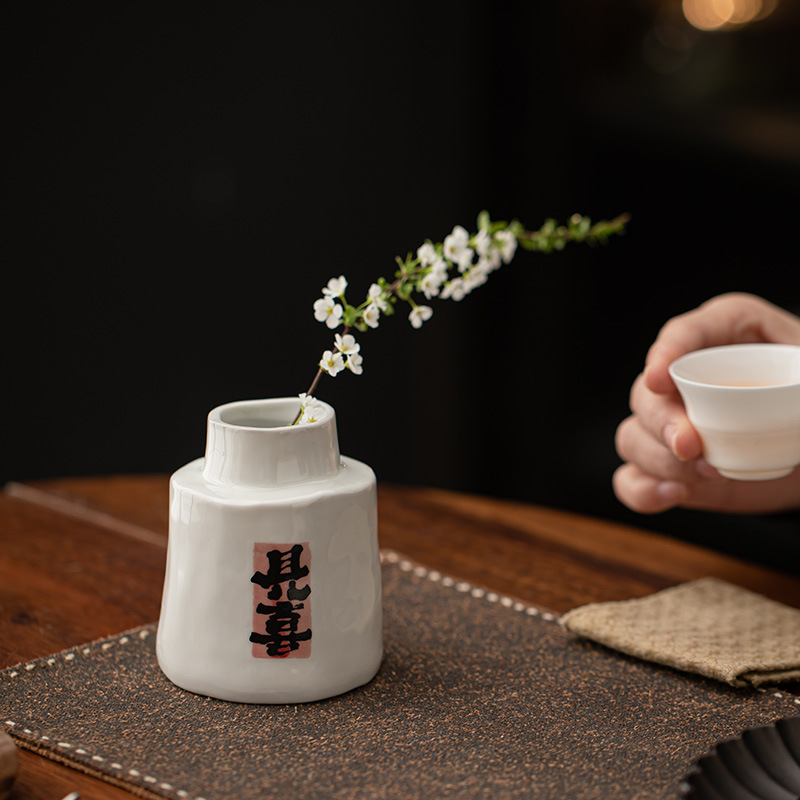 Phong cách viết tay gốm sứ thủy canh bình hoa nhỏ văn phòng gia dụng để bàn cây xanh thủy canh chậu hoa cắm hoa