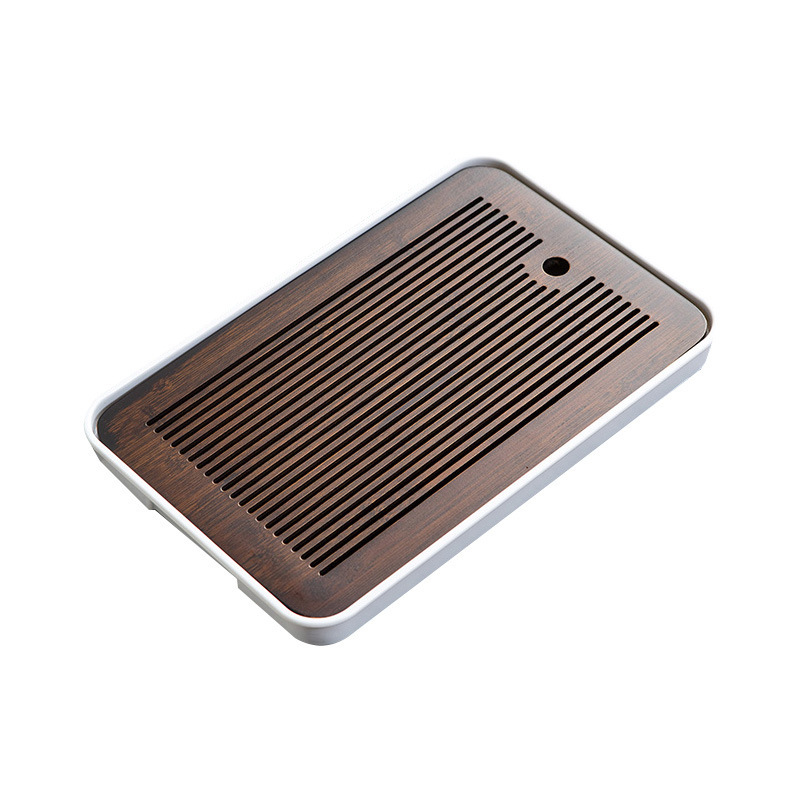 Khay trà tre kiểu Nhật, khay trà melamine, bộ trà kungfu, phụ kiện trà đạo, khay nhỏ, khay đựng nước, khay pha khô đơn giản