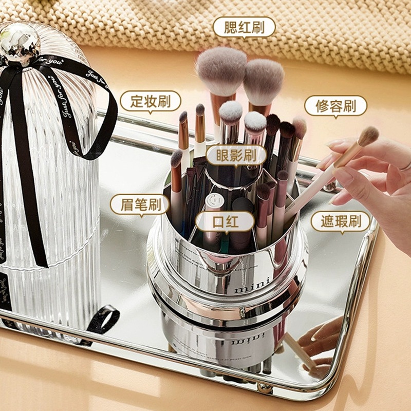 Hộp đựng cọ trang điểm hộp đựng đồ xoay chống bụi có nắp Hộp đựng mỹ phẩm dạng bột lỏng chì kẻ mày bút đánh bóng mắt giá trị cao