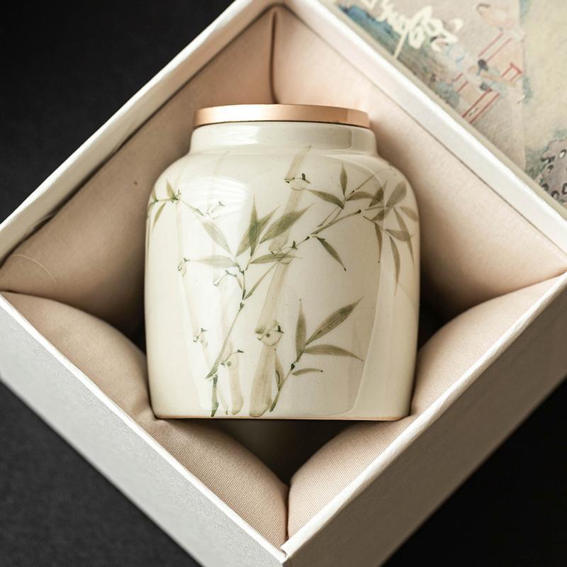 Bình trà gốm sứ xanh ngọc bích, bình kín, phụ kiện bộ trà gia dụng, bình đựng trà thanh lịch, bình đựng đồ, chống ẩm, chống bụi