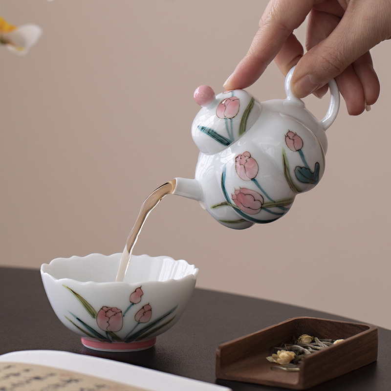 | Don't Nian | Ấm trà tím vẽ tay hoa anh đào "Yunxia Purple" ấm trà chùm ấm phụ kiện ấm trà du lịch nữ