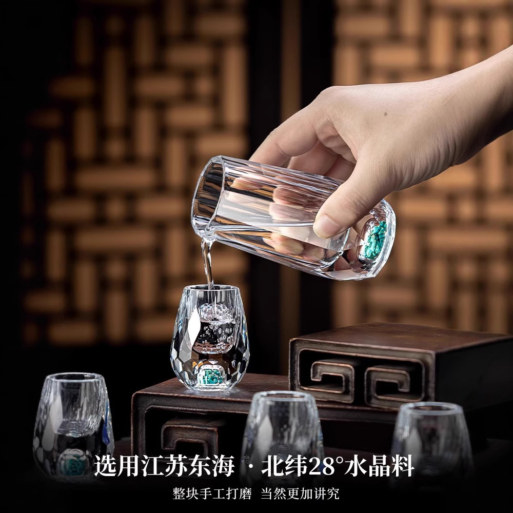 Bộ ly rượu trắng bộ ly rượu thủy tinh pha lê cao cấp sang trọng nhẹ bộ ly rượu gia dụng nhỏ bộ hộp quà