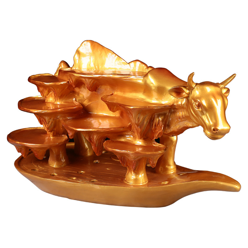 Nhựa vàng hình con bò khô đá đặc trưng nổi tiếng trên Mạng Nhà hàng Lẩu sáng tạo đĩa thịt nướng quan niệm nghệ thuật bộ đồ ăn chủ đề hình con bò
