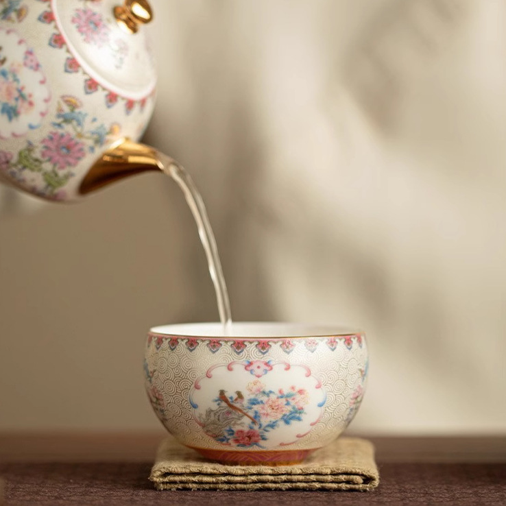 Cloisonné bạc đóng băng trên bánh, cốc La Hán, cốc chủ nhân gốm sứ, cốc trà đơn, bộ trà Kung Fu, hộp quà