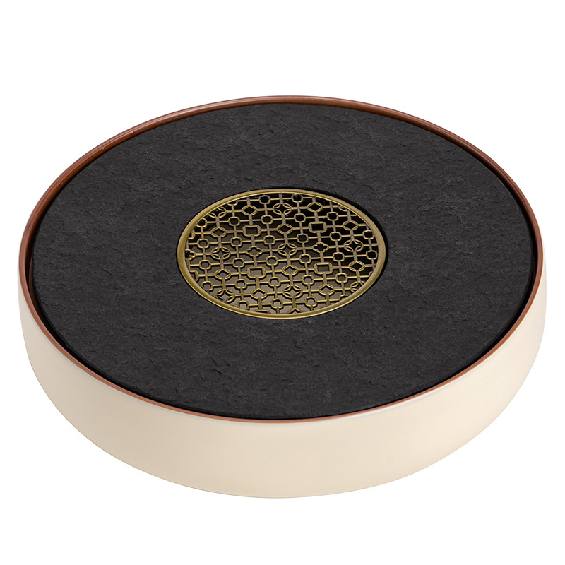 Khay xốp khô hình tròn gốm Ru Kiln Bàn trà nhỏ đơn giản gia dụng kiểu Nhật Khay đựng đồ trà Kung Fu khay đựng nước dung tích lớn